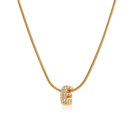 Fashion Tiny CZ Zircon Initial Alphabet Pendant Neckalce Gold Plated Stainless Steel A-Z Letter Necklaces Birthday Gifts Jewelry PlatiNum