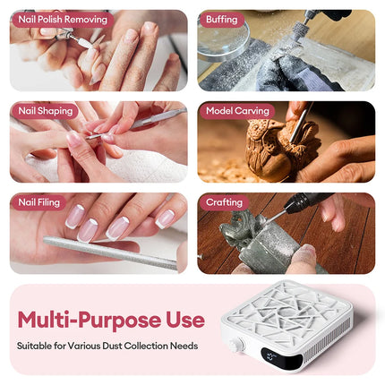 Rechargeable Brushless Turbo Nail Dust Extractor 6000PRM 10‑Speed Adjustable Low Noise Mini Manicure Vacuum for Nail Salon Home Use