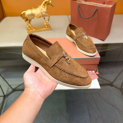 Mocassini da uomo in pelle scamosciata, mocassini classici slip-on con fibbia in metallo, suola morbida antiscivolo, calzature casual leggere per camminare, comode scarpe casual da lavoro per l'ufficio, la guida e l'uso quoti