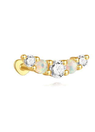 CANNER 1PC 925 Sterling Silver Exquisite Crown Opal Piercing Earring for Women Ear Studs Cartilage Earring Body Jewelry Gift PlatiNum