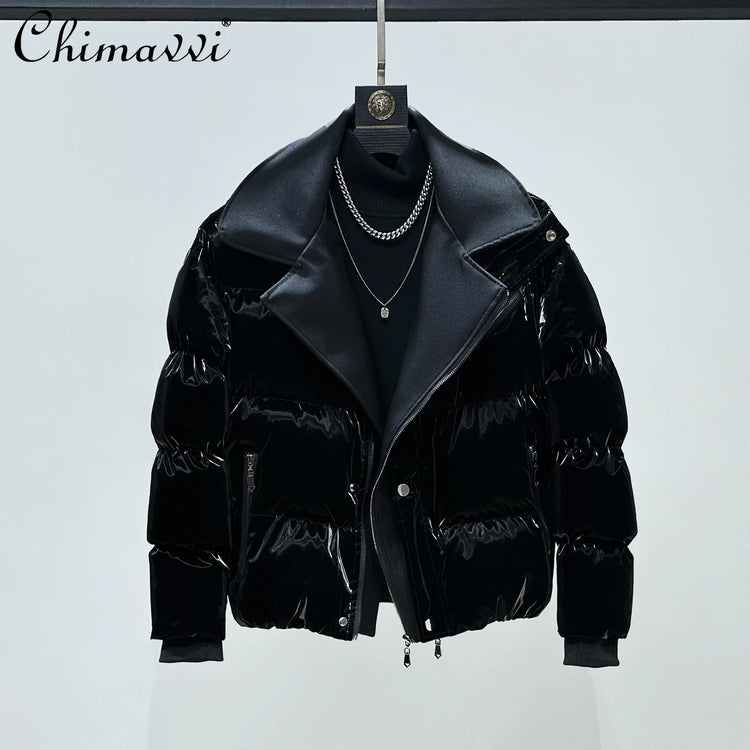 High-End Leopard Print Splicing Faux Two-Piece Parkas Men 2025 Winter New Parkas Thickened Warm Stylish Long Sleeve Chic Jackets