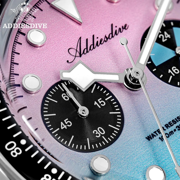 ADDIESDIVE AD2559 Men's Vintage Racing Watch Luxury Quartz Chronograph VK64 Ceramic Bezel K1 Mineral Crystal 100M Waterproof