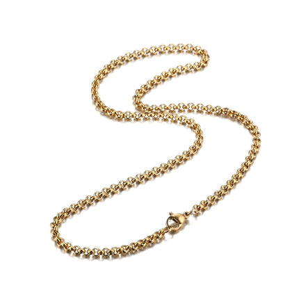 1Pc Width 3mm Stainless Steel Round Pearl Chain Necklace Bracelet Anklet  3 Colors PlatiNum