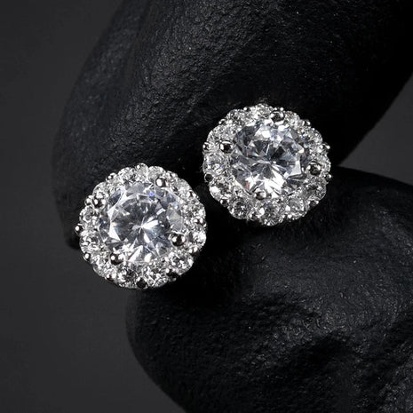 Huitan AA Orecchini con zirconi cubici per donne/uomini Orecchini di coppia squisiti Regalo di anniversario fantasia Gioielli alla moda di colore argento platinumshop