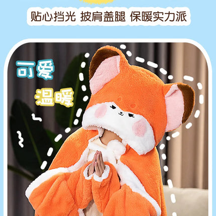 Anime Fox Cloak Fox Cape Cartoon Cloak Coral Fleece Keep Warm Air Blankets Cosplay Costumes Lovely Soft Birthday Valentine Gifts
