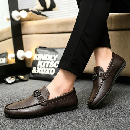 Mocassini da uomo in stile britannico, scarpe da ufficio casual da uomo, comode scarpe basse slip-on, scarpe da guida traspiranti e antiscivolo da uomo
