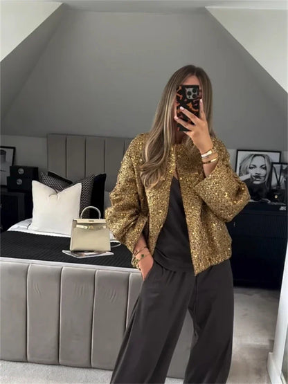 2024 women's clothing 2024 autumn and winter new casual temperament sequin small fragrant style jacket 7925/993