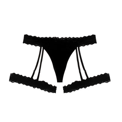 Female Suspender Socks Plus Size Lace Women Thongs Low-waist Solid Ladies G-string New Panties Fashion Erotic Underwear XL-4XL
