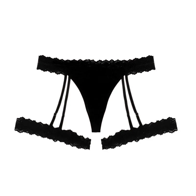 Female Suspender Socks Plus Size Lace Women Thongs Low-waist Solid Ladies G-string New Panties Fashion Erotic Underwear XL-4XL