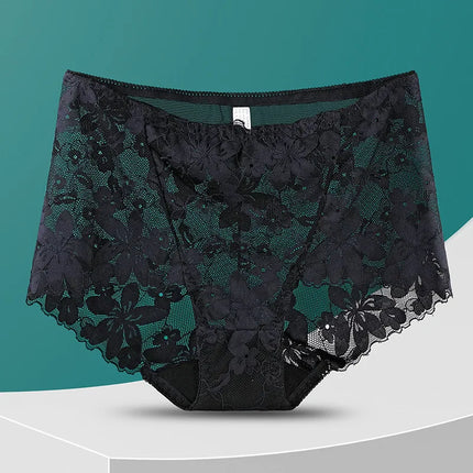 Transparent Lace Briefs Women Panties Girls Summer Underpants Plus Size Underwear Solid Color Sexy Lingerie XXL