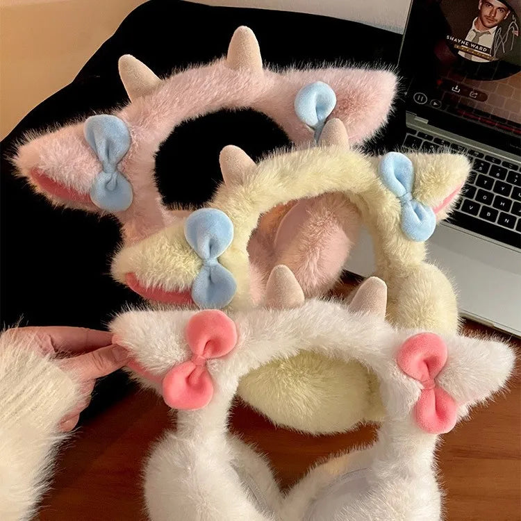Soft Plush Ear Keep Warmer Winter Earmuffs for Women Cute Lamb Bowknot Fashion Outdoor Earflap Protection Ear-Muffs Ear Cover