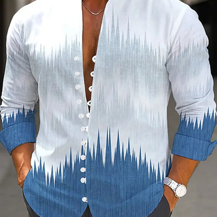 Men's Striped Long Sleeve Shirt Outdoor Street Long Sleeve Printed Apparel Fashion Button Design Street Top