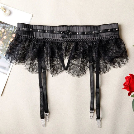 Toucheart Erotic Lingerie Lace See-through Bow Knot Decor Patchwork Body Shaping Hollow Intimate Women Flirt Hot Underwear Set