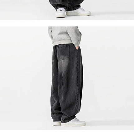 2025 Nuovi pantaloni stile harem vintage da uomo pantaloni larghi in denim hip-hop larghi da uomo jeans dritti oversize moda pantaloni in vita elastica