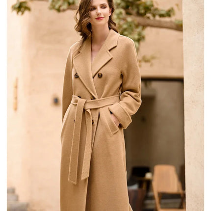 DUTRIEUX Women's Coat Double-sided 10% Cashmere 90% Wool Women's Long Coat Jacket, 2025 Winter New Long Cashmere Coat Women