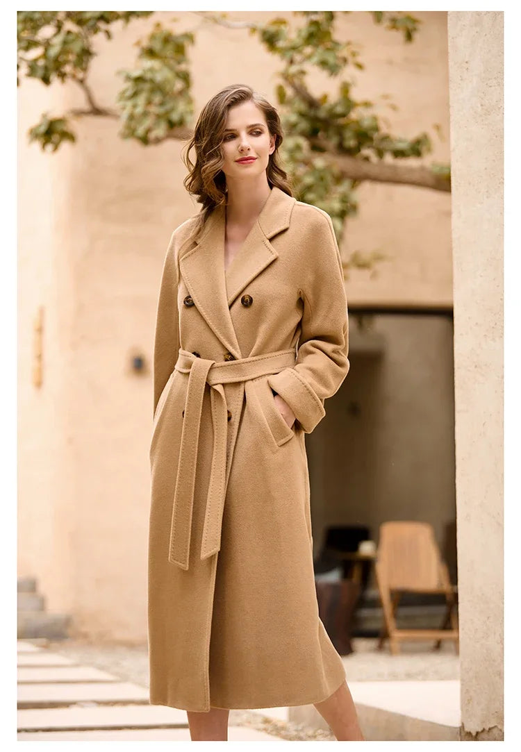 DUTRIEUX Women's Coat Double-sided 10% Cashmere 90% Wool Women's Long Coat Jacket, 2025 Winter New Long Cashmere Coat Women