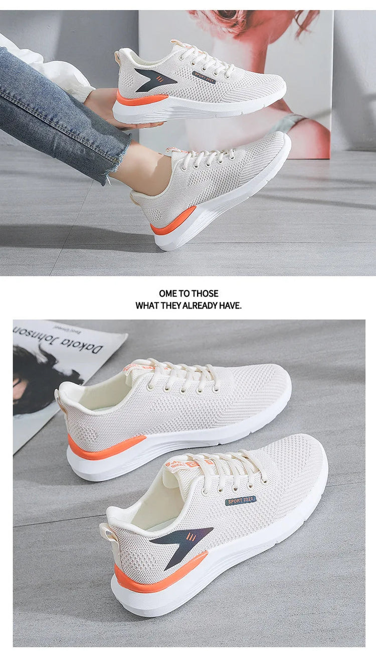 2025New Women's Trendy Sports Shoes Fashion Mesh Casual Shoes Lightweight Breathable Running Shoes PlatiNum