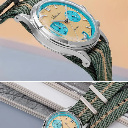 ADDIESDIVE NEW Men's Watches VK64 Movement Quartz Wristwatch Waterproof 100m Chronograph AR Coating 38mm Luxury Watch Man AD2095