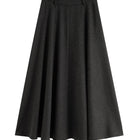 ZIQIAO 2025 Winter Women's High Waist A-Line Midi Skirt Asymmetrical Seam Design - Unique Cutout Detail for Casual Office Wear PlatiNum