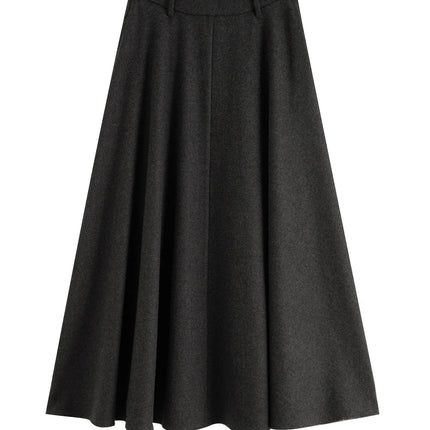 ZIQIAO 2025 Winter Women's High Waist A-Line Midi Skirt Asymmetrical Seam Design - Unique Cutout Detail for Casual Office Wear PlatiNum