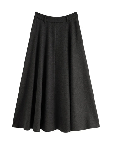 ZIQIAO 2025 Winter Women's High Waist A-Line Midi Skirt Asymmetrical Seam Design - Unique Cutout Detail for Casual Office Wear PlatiNum