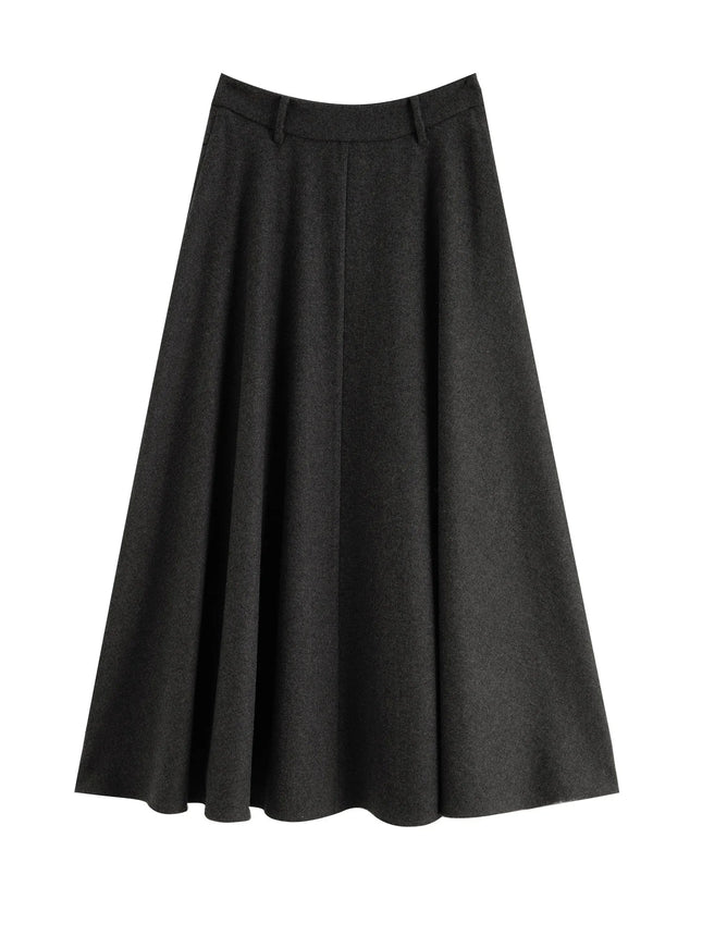 ZIQIAO 2025 Winter Women's High Waist A-Line Midi Skirt Asymmetrical Seam Design - Unique Cutout Detail for Casual Office Wear PlatiNum