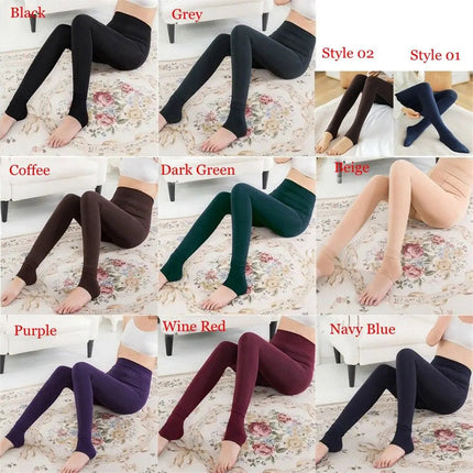 Women Winter Thermal Warm Thick Pantyhose Fluff Lined Stretch Slim Leggings Pants PlatiNum