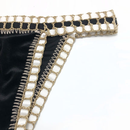 2024 Set bikini a triangolo fatto a mano all'uncinetto rosa donna costume da bagno in velluto nero costumi da bagno moda Boho Beachwear costume da bagno verde PlatiNum