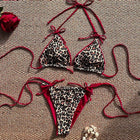 Costume da bagno bikini sexy leopardato da donna con spalline push-up, set bikini a tre pezzi a vita bassa, costumi da bagno estivi da donna senza schienale per la spiaggia PlatiNum