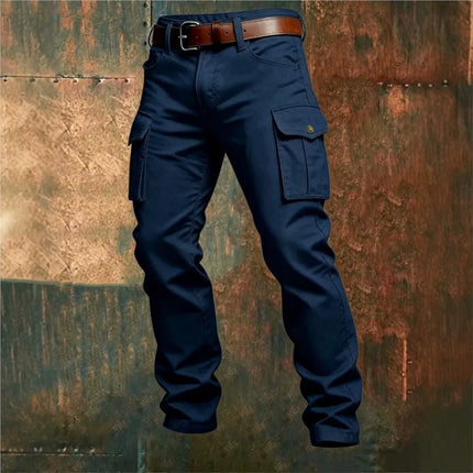 Spring and Autumn Large Pocket Loose Work Pants Men's Outdoor Sports Slow Running Tactical Pants Elastic Waist Casual Work Pants