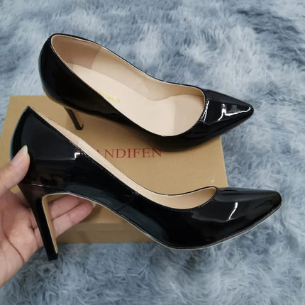Décolleté da donna di grandi dimensioni Tacchi alti classici a punta Tacchi a spillo sexy da 9 cm Scarpe da festa di nozze rosse da donna eleganti e confortevoli platinumshop
