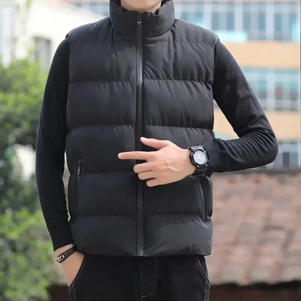 2026 Men's Lightweight Down Jacket - Windproof Sleeveless Winter Casual Coat - Thick and Warm Waist Cover - Street Style
