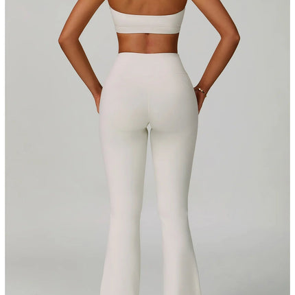 Flared Leggings Women's Wide-leg Pants High Waisted Hip lifting Yoga Pants Quick Drying Running Exercise Fitness Bell bottoms PlatiNum