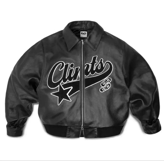 Y2K Jacket Men's Hip-Hop Leather Vintage Embroidered Jacket Trendy PU Leather Jacket Black Thick Oversized Zipper Jacket