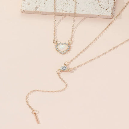 Collana d'amore personalizzata semplice alla moda collana con doppio Design multistrato con ciondolo in stile Y2K di lusso PlatiNum