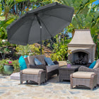 Outsunny Ombrellone da Spiaggia Ø1.8x2 m con Tettuccio Reclinabile a 45°, Ombrellone da Mare con 8 Stecche e Design a 2 Sezioni in Acciaio e Poliestere 160g/㎡, UV50+