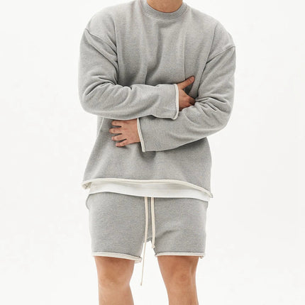Mens Summer Cotton Sets Loose Sweatshirts Two-piece Kits Training Hoodie Pullover Hooded With Shorts Jogging Suits Streetwears PlatiNum