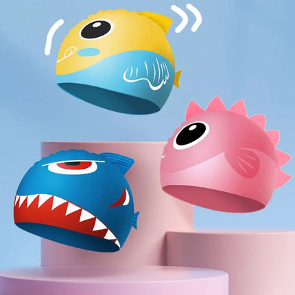 Modello squalo balena proteggi le orecchie per capelli lunghi modello cartone animato dinosauro cappello da nuoto cuffia da nuoto cappello elastico cappello da piscina