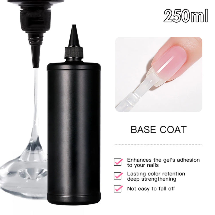 250ml Shiny No Wipe Top Coat UV Base Gel Polish Matte Diamond Top Primer Nail Prep Dehydrate Long Lasting Gel Refill Package