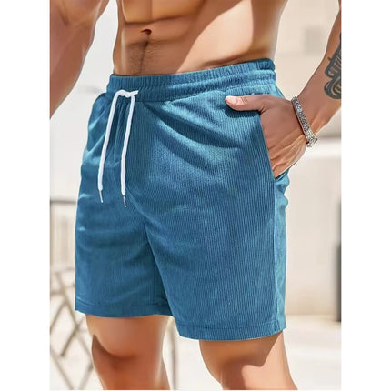 Pantaloncini da uomo in velluto a coste estivi 2026, casual, leggeri, vestibilità ampia, pantaloncini da spiaggia e surf da uomo platinumshop