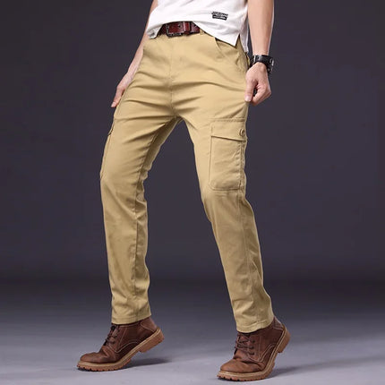 2026 Cotton Men's Pants Large Size Multi-pocket Loose Overalls Outdoor Sports Training Jogging Casual Pants Loose Comfortable