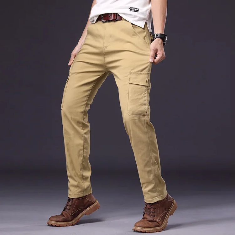 2026 Cotton Men's Pants Large Size Multi-pocket Loose Overalls Outdoor Sports Training Jogging Casual Pants Loose Comfortable