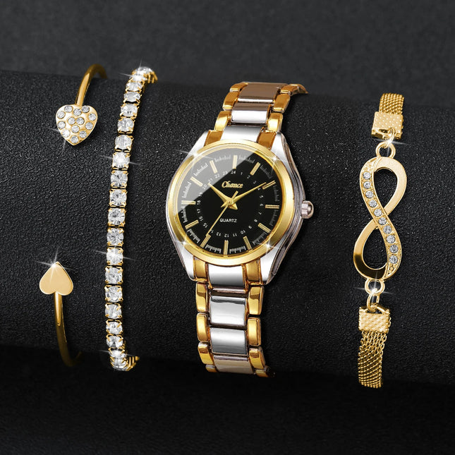 4 pezzi/set moda quadrante piccolo orologi da donna braccialetti da polso analogico al quarzo di lusso da donna Set Reloj Mujer (senza scatola) platinumshop