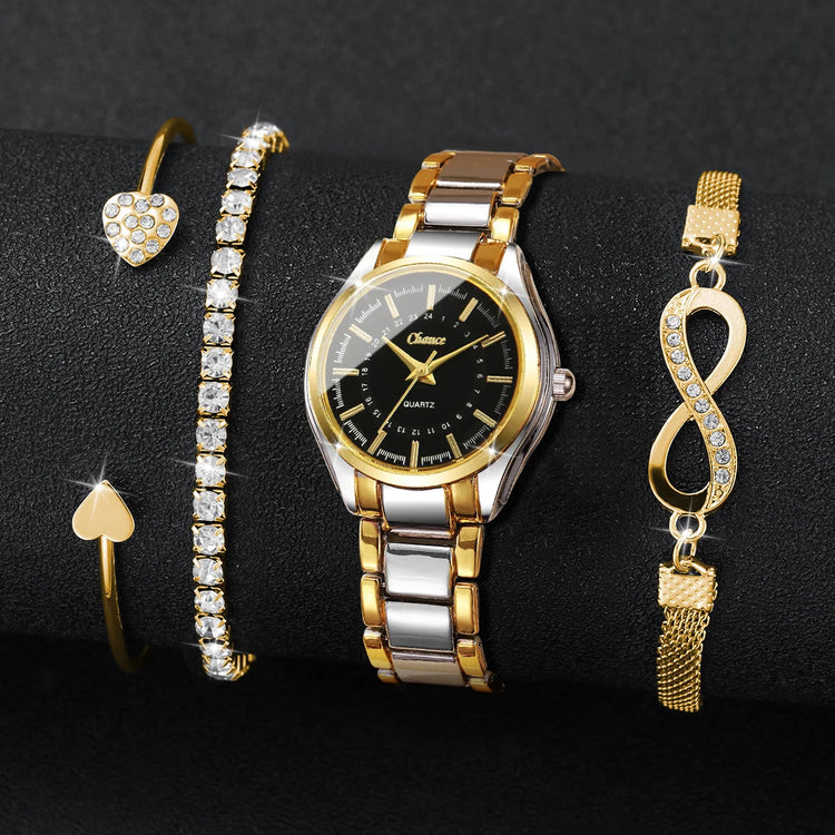 4 pezzi/set moda quadrante piccolo orologi da donna braccialetti da polso analogico al quarzo di lusso da donna Set Reloj Mujer (senza scatola) platinumshop