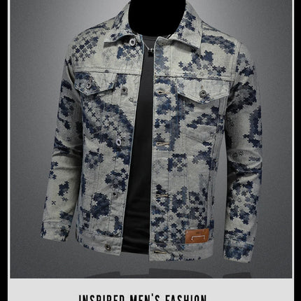 Brand Retro Denim Jacket for Men 2025 Spring Fashion Jacquard Casual Denim Jackets Social Hip-hop Streetwear Cowboy Coats