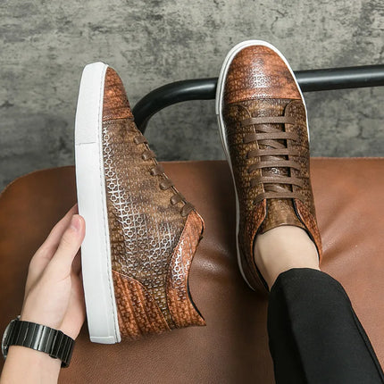 High-Quality Men Skateboard Shoes 2025 Fashion Large Size 46 Men's Leather Casual Shoes High Top Print Designer Luxury Shoes Man