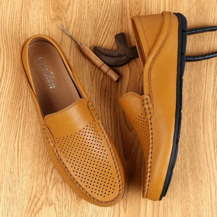 Scarpe da uomo Casual Luxury Summer Casual Leather Shoes Soft Low Platform Outdoor Light traspirante antiscivolo scarpe da guida nere