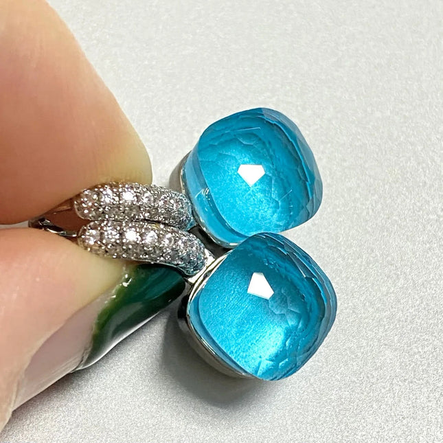 Classic Candy Color Earrings Inlay Transparent Zircon 27Colors Crystal Earrings Platinum Plated Fashion Jewelry For Women PlatiNum