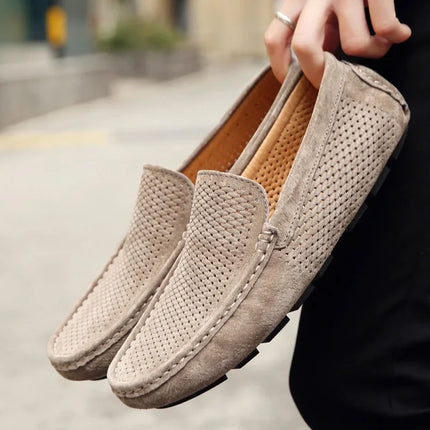 Mocassini da Uomo in Pelle Scamosciata Traspiranti Estivi, Scarpe da Guida di Lusso, Nuove Calzature Casual da Uomo