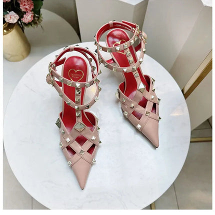 Nuovi Sandali con Tacco Alto e Borchie Primavera/Estate 2026, Sandali a Punta con Tacco Sottile, Scarpe Singole con Borchie platinumshop